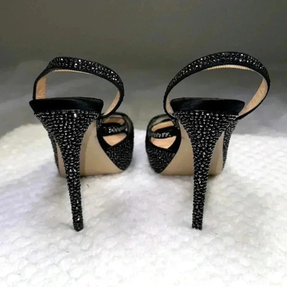 Valentino SZ 7.5 Black Crystal embellished slingback heels - Picture 3 of 7